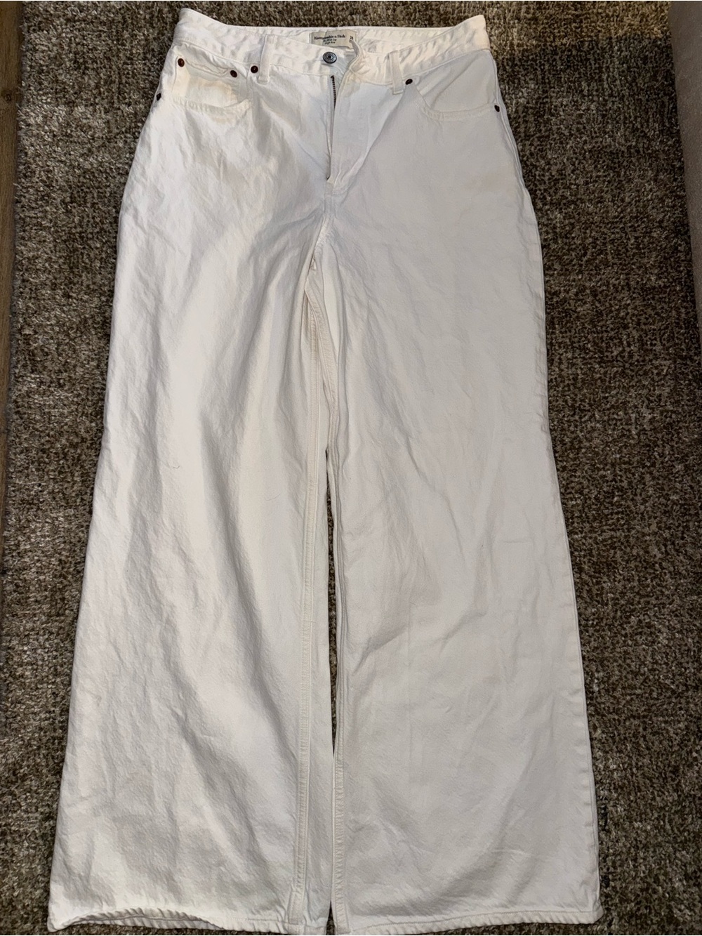Abercrombie white wide leg jean